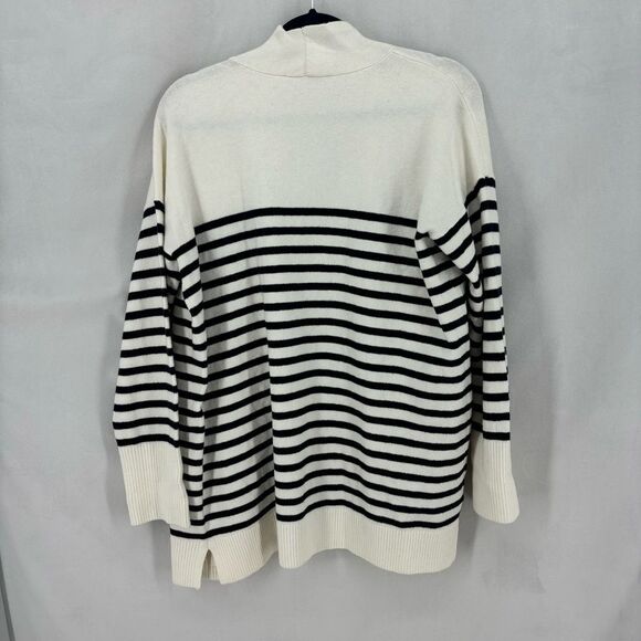 Loft women’s large white and navy striped knit cardigan traditional classic - Picture 4 of 9